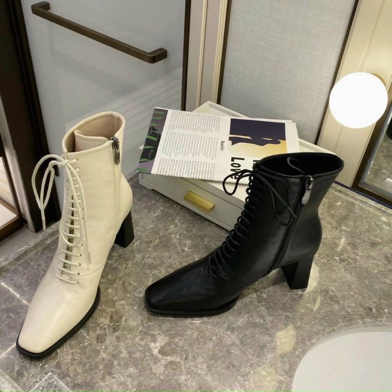 X(ẢNH THẬT) Boot Cổ Thấp Gót 7p Dây Buộc Sexy  Da Mềm Êm Fullbox Cao Cấp