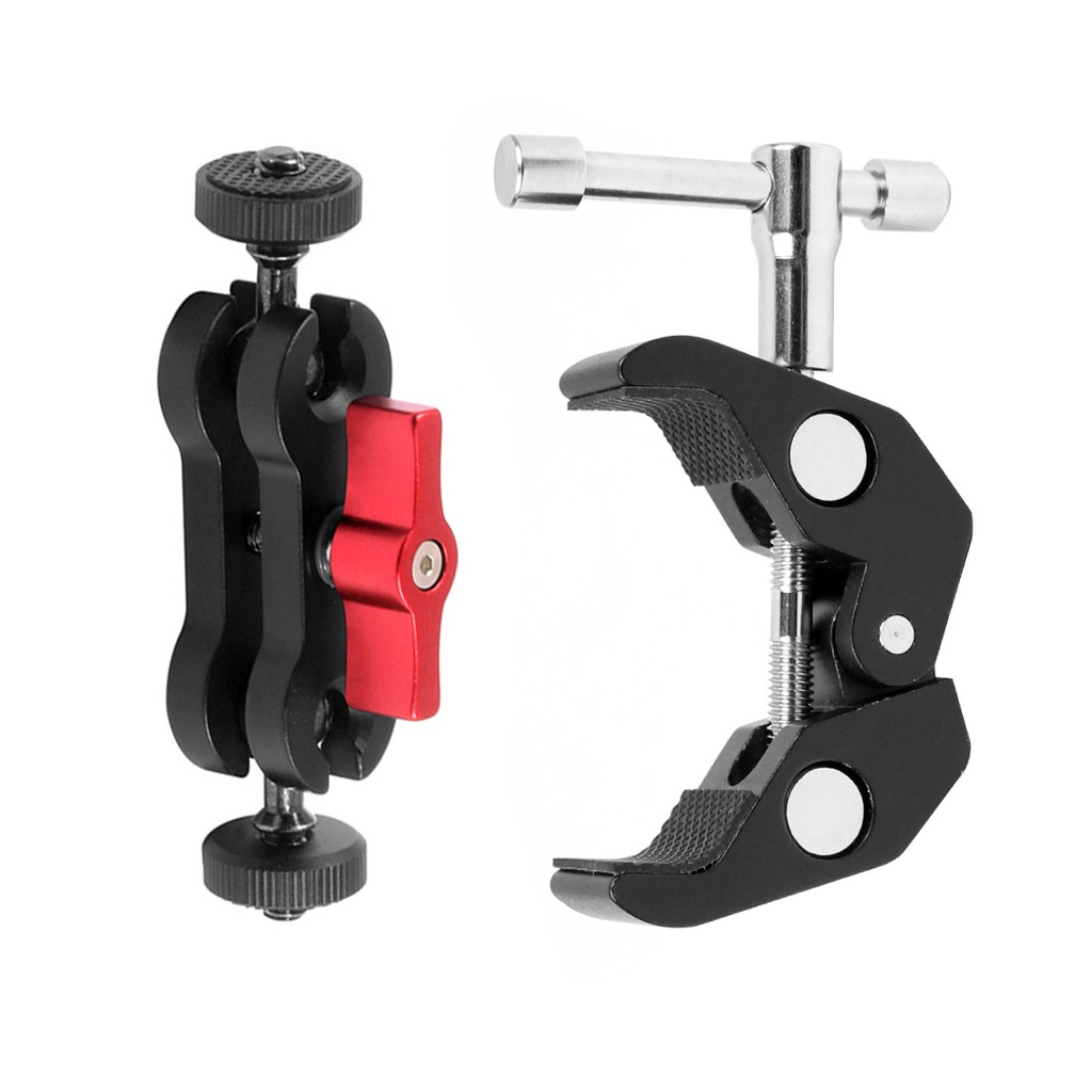 Giá Đỡ Máy Ảnh Đầu Bi Đôi Xoay 360 Độ Đa Năng Chuyển Đổi 1 / 4 "Cho Đèn LED / Màn Hình DSLR
