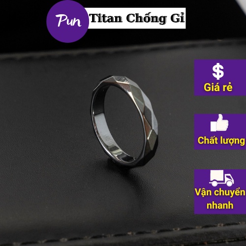 Nhẫn nam nữ màu bạc tròn 4T Punstore thời trang nam nữ unisex chất liệu Đá đẹp đơn giản không gỉ - Nhẫn 4T