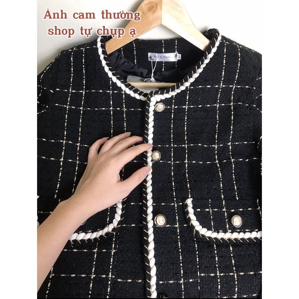Áo khoác dạ tweed cúc ngọc hàng đẹp  - Áo khoác dạ phong cách tiểu thư sang chảnh