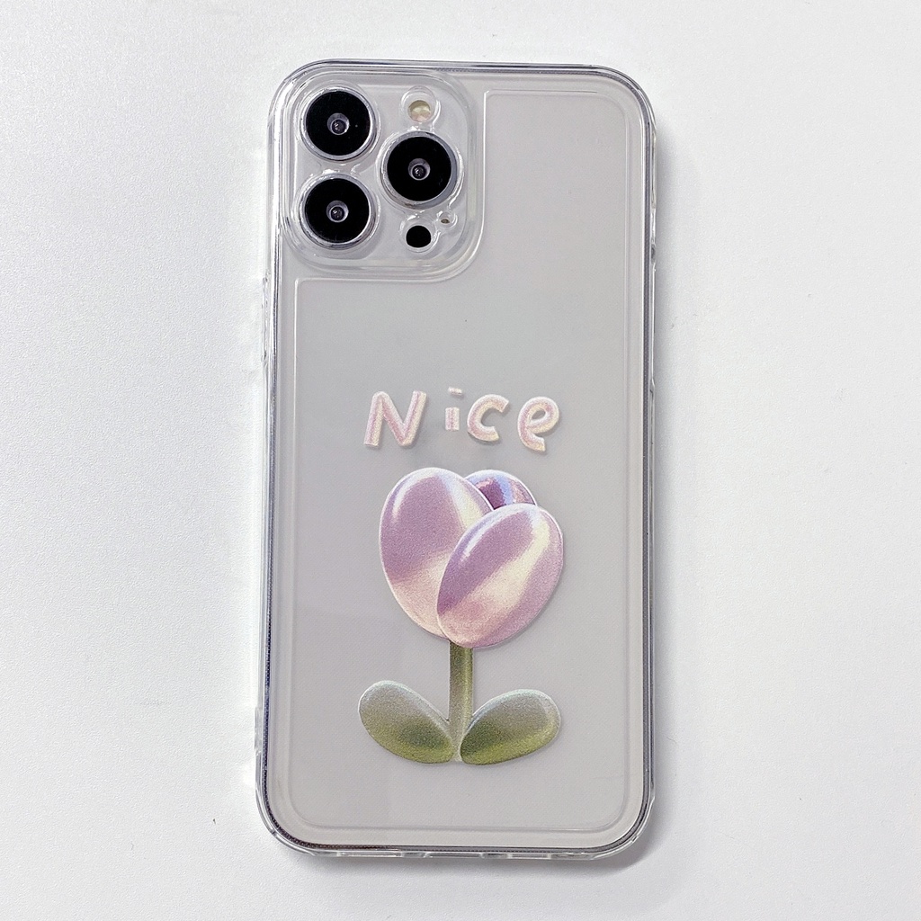 Ốp Điện Thoại Trong Suốt Hình Hoa Tulip Cho 6/7/8/plus/x/xs/xr/xsmax/11/11promax/12/12pro/12promax/13/13pro/13promax/14PRO