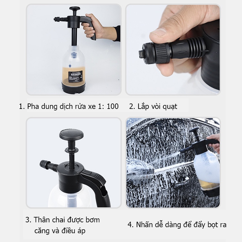 Bình xịt bọt tuyết, bình bọt tuyết rửa xe tiện lợi dung tích 2000ml- Bình tạo bọt tuyết rửa xe, đa năng tưới cây