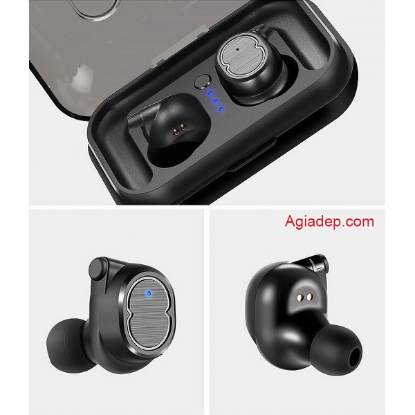 Tai nghe Bluetooth không dây 5.0 Cảm ứng Cao cấp TW Serial 8 (Âm thanh HiFi tuyệt hảo) Gồm Dock tự sạc