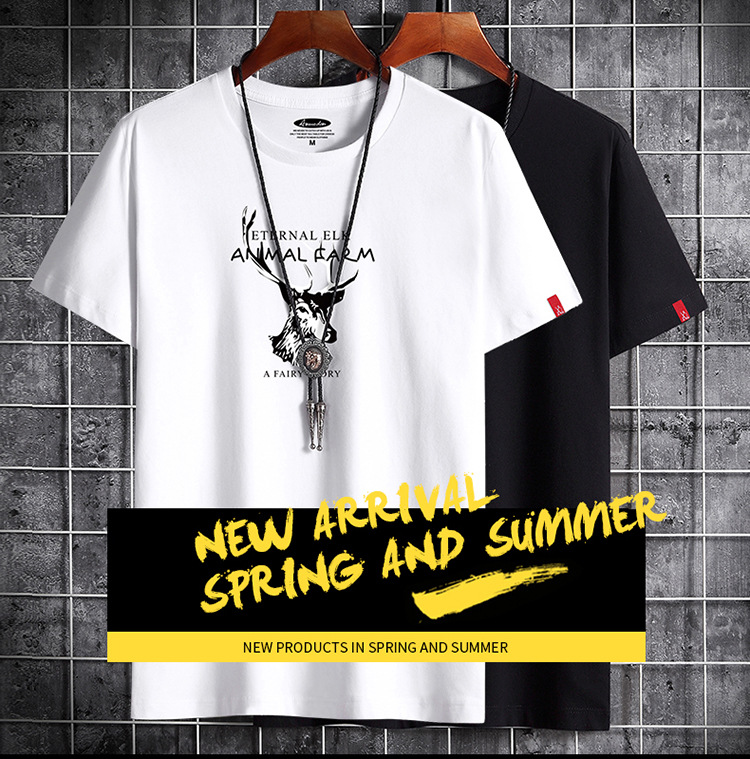 Áo Thun Nam Tay Ngắn Dáng Rộng Bằng Vải cotton Thời Trang Mùa Hè size S-6XL