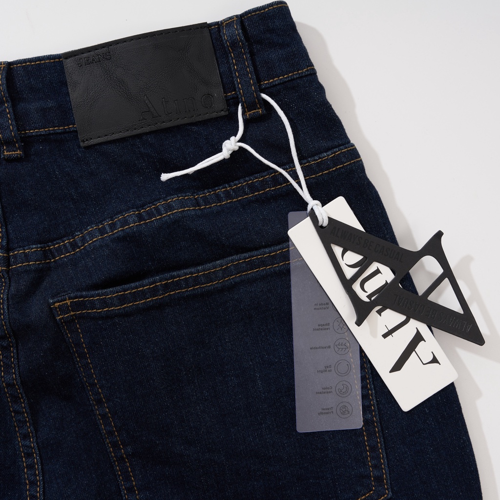 Quần Jean Nam Xanh Than ATINO Chất Liệu Jean Pha Spandex Form Slim-Fit QJ1.1034