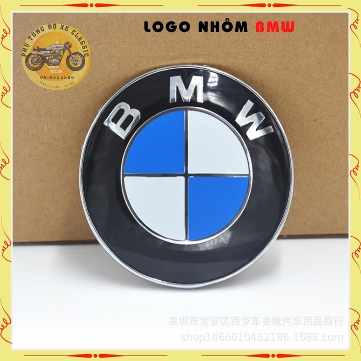 Tem Logo 3D nổi cao cấp BMW  tem nhôm tròn CNC sắc nét trang trí xe máy độ Classic, Cafe racer