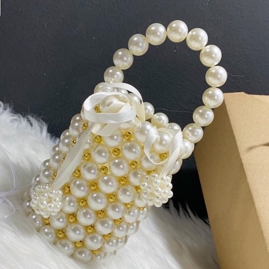 Túi tiểu thư kết chuỗi ngọc, nơ siêu xinh