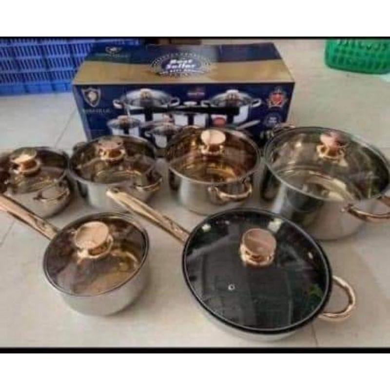 Bộ nồi 6 món làm bằng inox 304 không gỉ cao cấp
