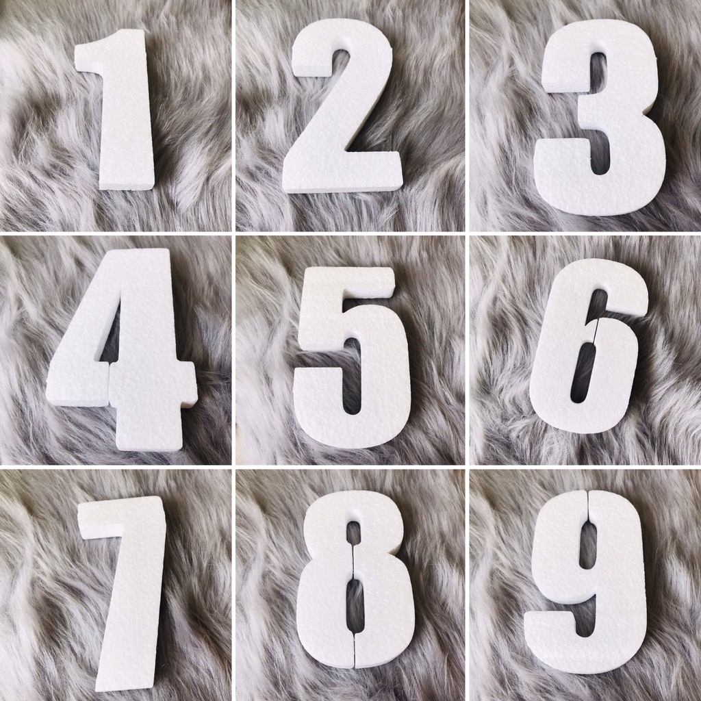 Số mút xốp trắng 18cm tự đứng trang trí bánh kem