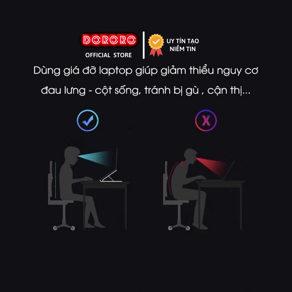 Đế kê laptop, Giá kê laptop, máy tính bảng , Mac , Ultrabook chất liệu bằng hợp kim nhôm điều chỉnh độ cao ,dễ gấp gọn