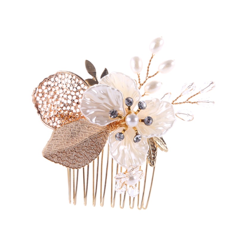 Lược Cài Tóc Hình Hoa Lá Cho Cô Dâu Ngày Cưới