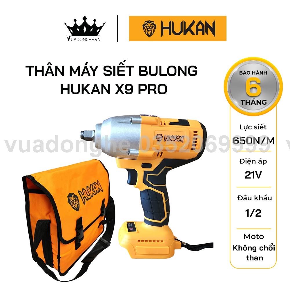 Thân Máy Siết Bulong HUKAN X9Pro Lực Siết 650Nm, 3 Cấp Chỉnh Lực, Tặng Kèm Túi Đeo