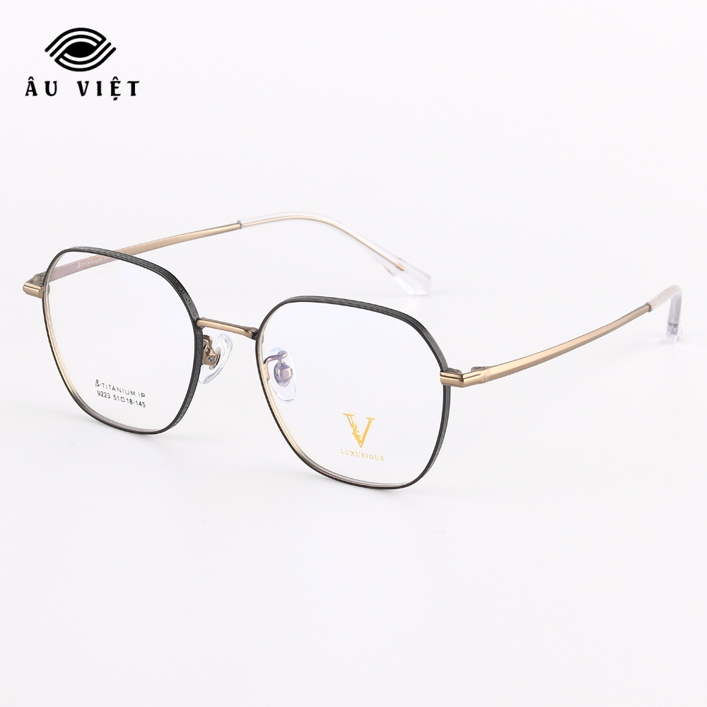 Gọng kính kim loại titanium Luxurious 9223 nam nữ dáng vuông Full box