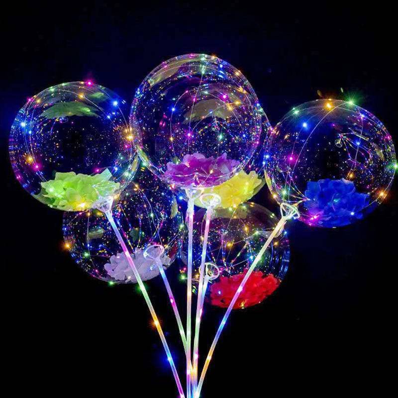 Bong Bóng Latex Bobo 20 Inch Có Đèn LED Phát Sáng Trong Suốt