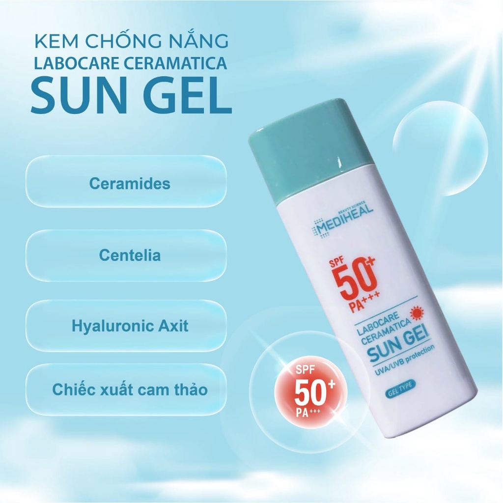 Gel chống nắng làm dịu da kích ứng Mediheal Labocare Ceramatia SPF 50+ / PA+++ fullsize 50ml