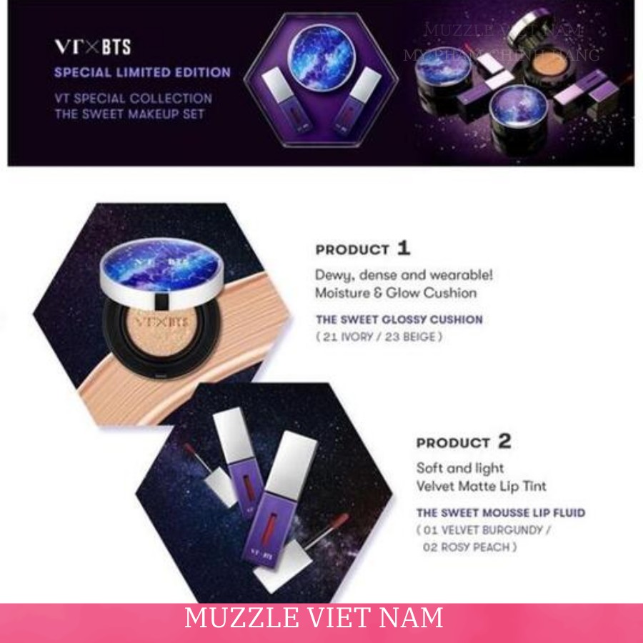 [SALE LỚN + Tặng Mặt Nạ Harana Trị Giá 25k] Set Mỹ Phẩm BTS Chính Hãng Mua 1 Được 3 [1 Cushion + 2 son] | BigBuy360 - bigbuy360.vn