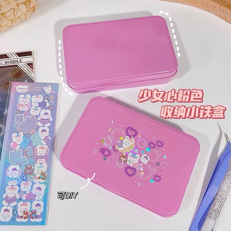 Hộp thiếc hồng đựng card/stickers/sleeve....