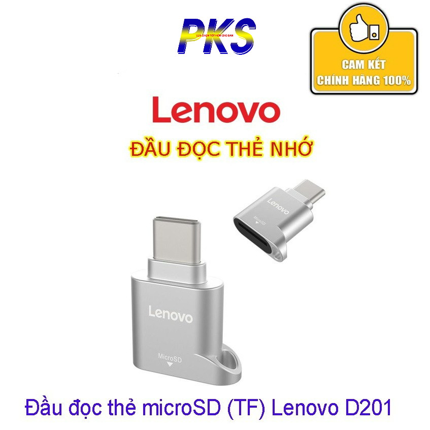 Đầu đọc thẻ MicroSD TF chuẩn USB Type C Lenovo D201 chính hãng