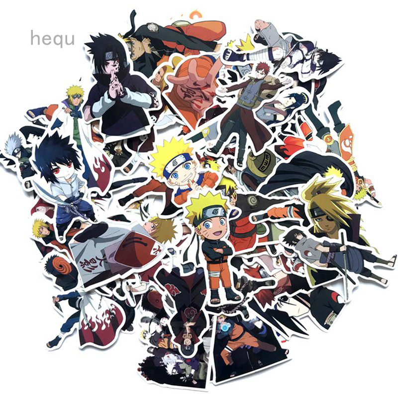 Set 60 Miếng Dán Trang Trí Xe Ô Tô Hình Nhân Vật Anime Naruto