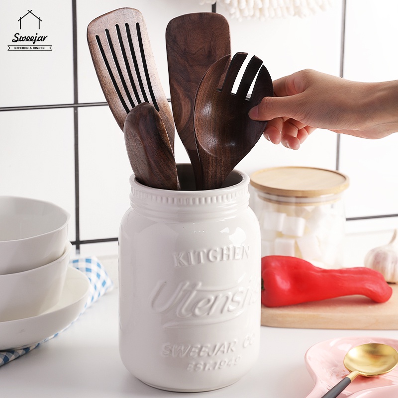 SWEEJAR Dụng cụ nhà bếp SWEEJAR bằng gỗ có lỗ treo nhiều loại tùy chọn nấu nướng tiện lợi