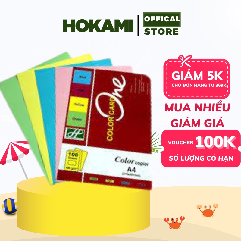 Bìa Màu A4 One 160gsm 100 Tờ/ram - HOKAMI STORE