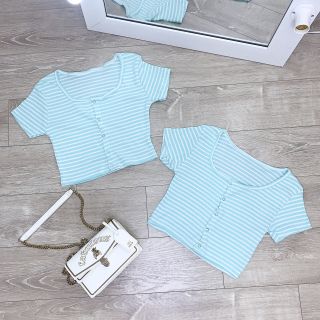 Áo croptop sọc nút bấm ( HÌNH THẬT )6