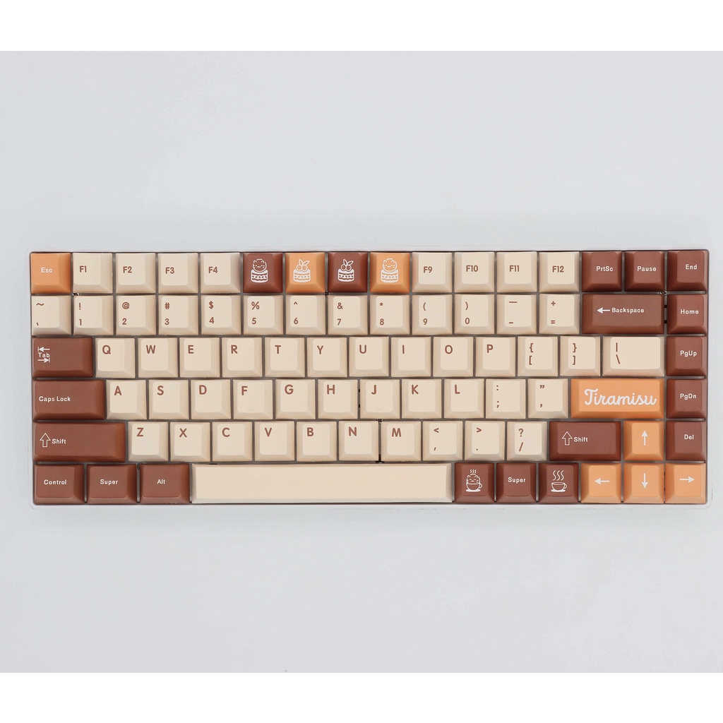 Mathewshop Tiramisu Keycap Cherry profile,Bộ nắp bàn phím Tiramisu 133 phím cherry profile hỗ trợ bố cục 61/64/84/87/98/104/108 phím