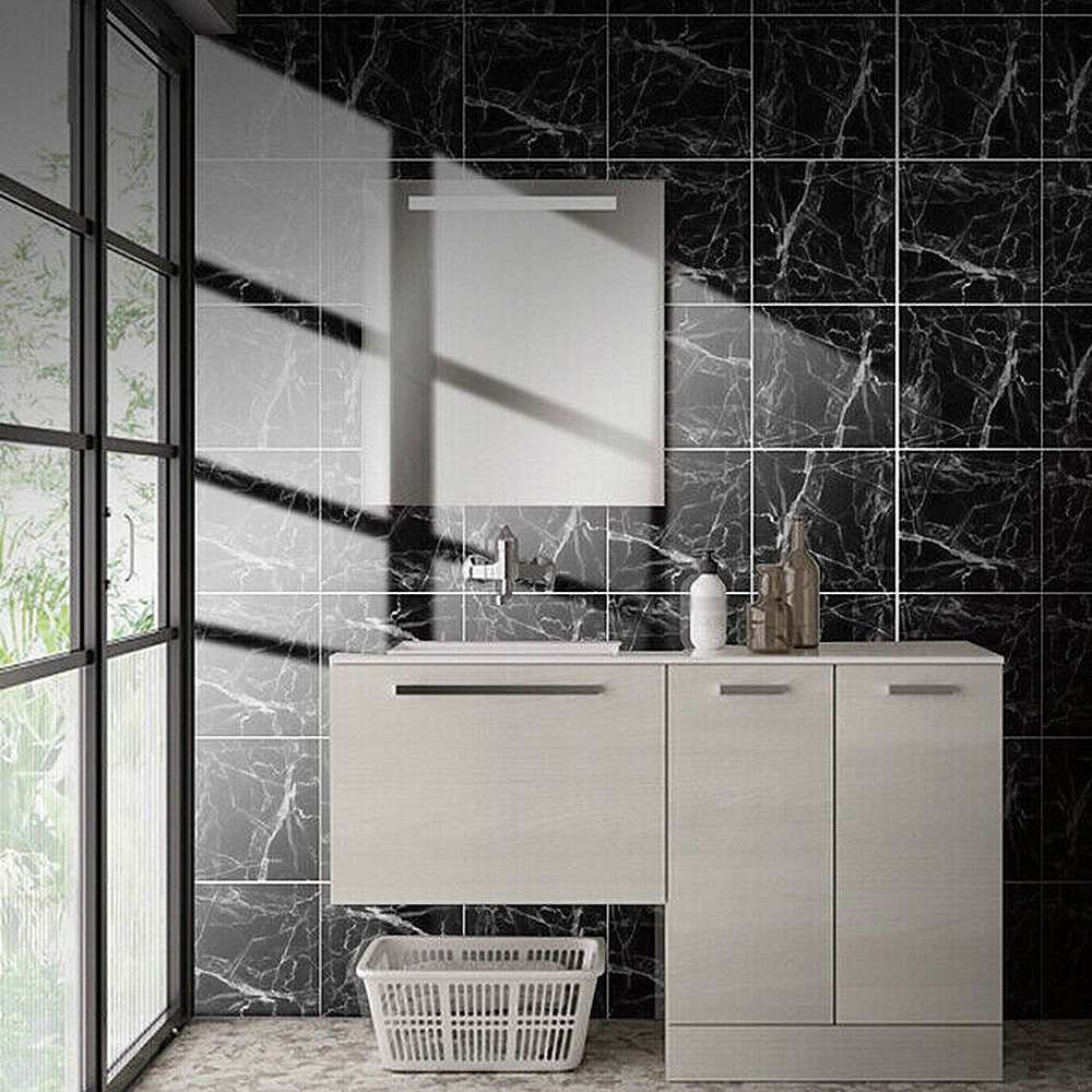 DasherMart BU 20 pcs Abstract Black Marble Self-adhesive Bath Kitchen Wall Stair Tile Sticker