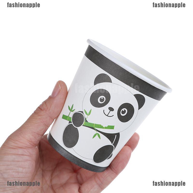 Set 10 Cốc Giấy Dùng Một Lần In Hình Gấu Trúc Dễ Thương