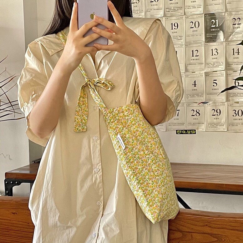 Túi Tote Đeo Chéo Họa Tiết Hoa Nhí Phong Cách Retro Vintage