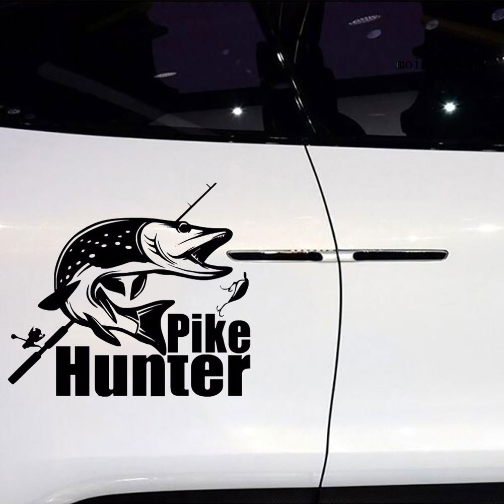 Miếng Dán Phản Quang Hình Cá Pike Hunter Trang Trí Thân Xe Hơi