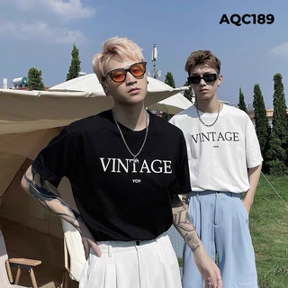  Áo Thun Nam In Chữ VINTAGE đơn giản hai màu đen trắng basic 