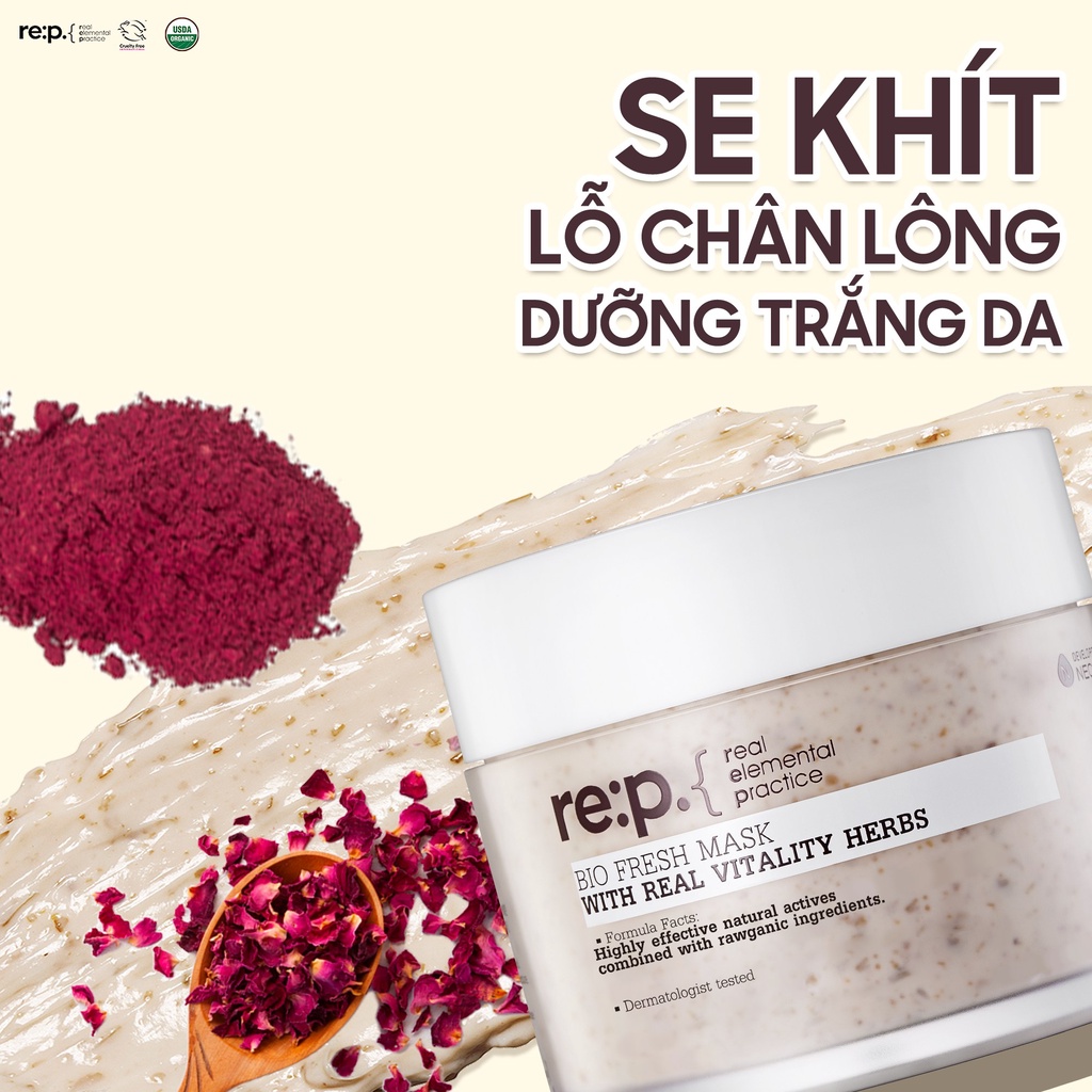 Mặt Nạ Đất Sét Hoa Hồng Se Khít Lỗ Chân Lông, Dưỡng Sáng Da RE:P Bio Fresh Mask 130g