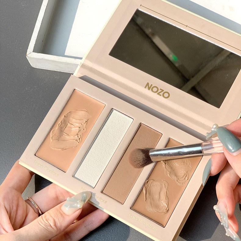 Bảng tạo khối 4 ô dạng kem và phấn lì kết hợp Nozo Contouring Sena Beauty
