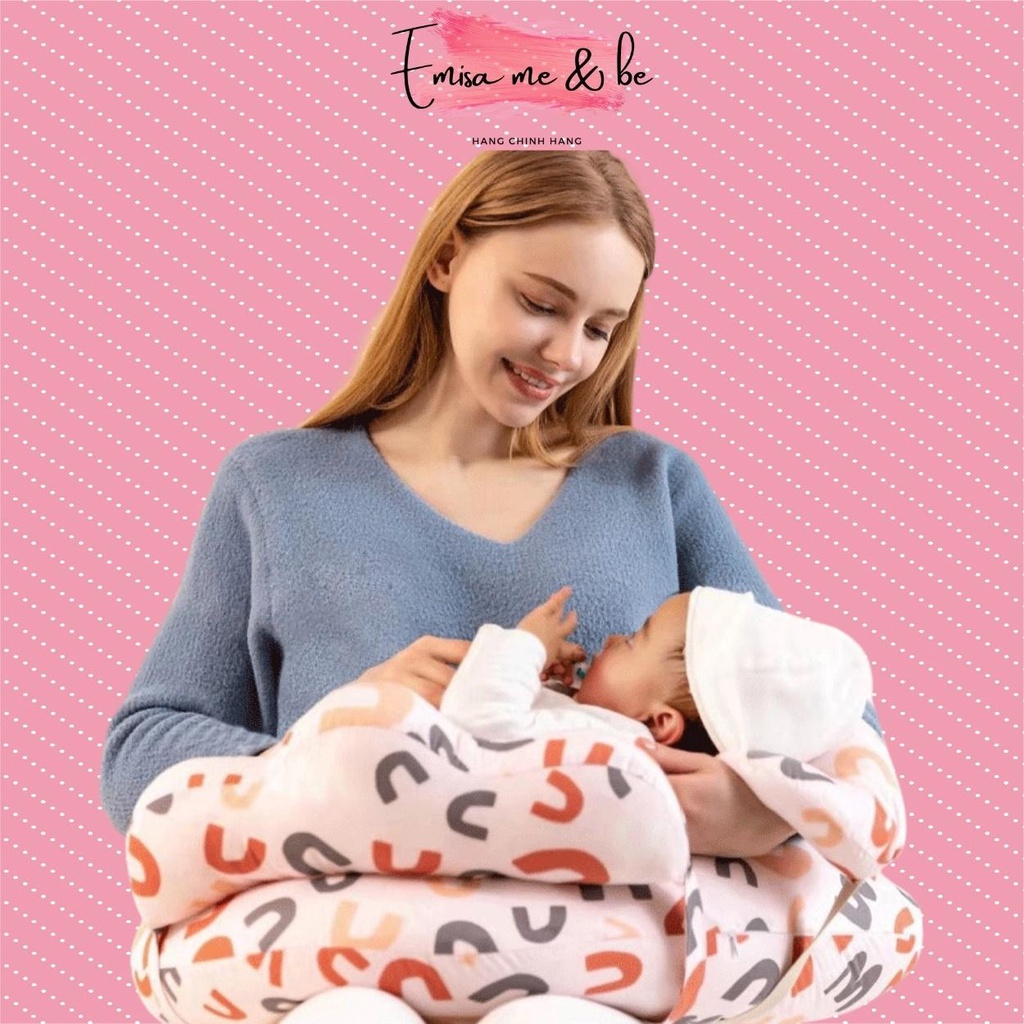 Gối cho bé bú, gối cho con bú đa năng đầy đủ phụ kiện hàng cao cấp mềm mịn