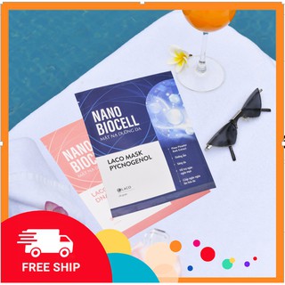 Mặt Nạ Sinh Học Dưỡng Da 🔥 Giảm Nám Sạm, căng bóng Laco Nano Biocell Xanh Combo 6 miếng🔥