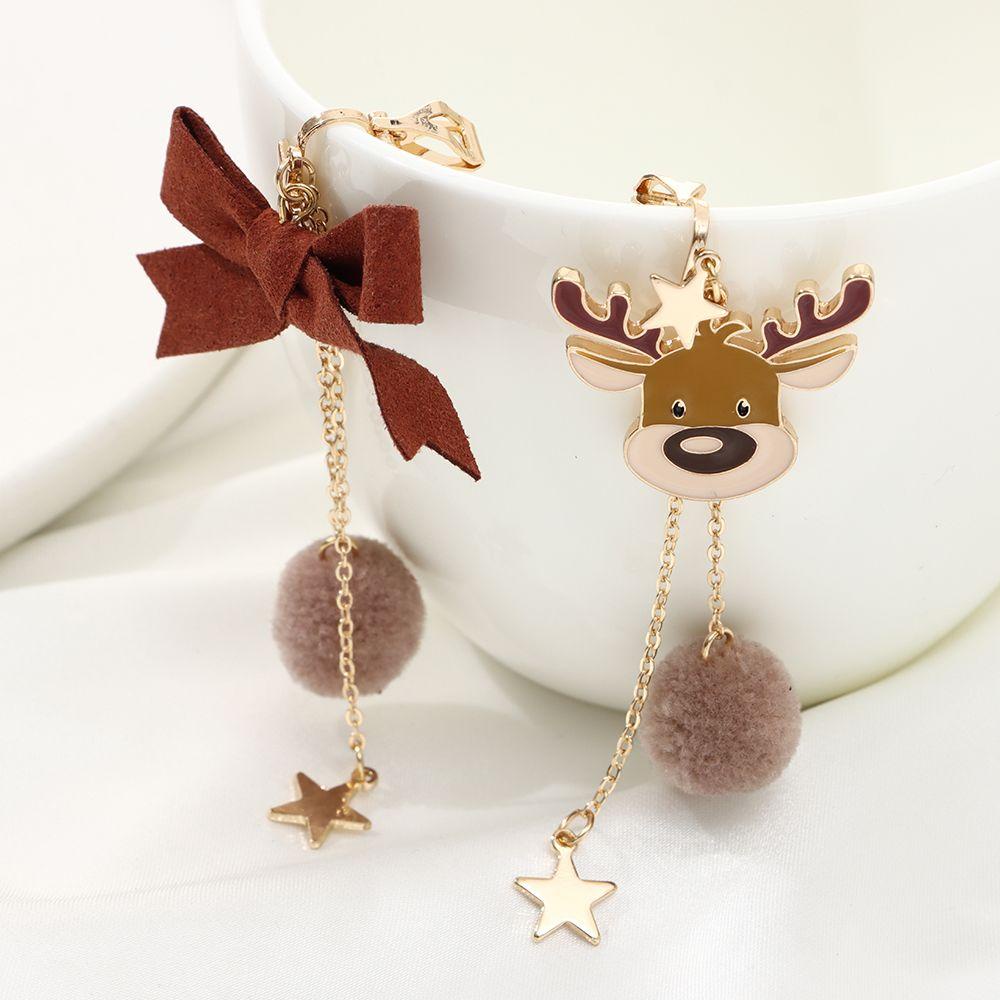 Khuyên Tai Hình Tuần Lộc Thắt Nơ Bướm Thời Trang Giáng Sinh