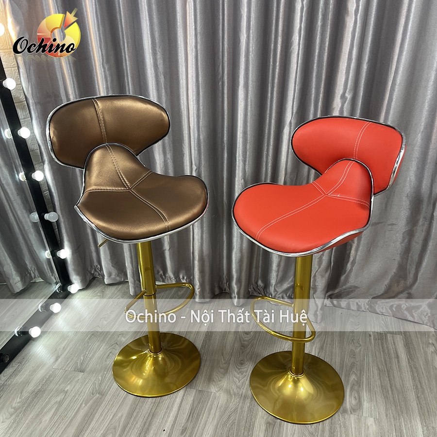 Ghế Chụp Hình, Ghế Makeup Chân Vàng K1 Sơn Tĩnh Điện Nhập Khẩu Mẫu DA CÁ ( Ảnh Thật Shop Chụp)