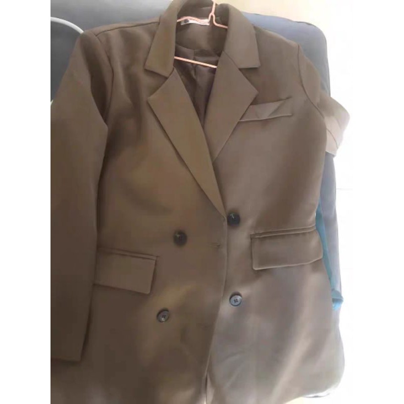 [Sẵn nâu rêu] Áo blazer áo vest dáng dài giấu quần kèm túi thắt lưng sexy tôn dáng | BigBuy360 - bigbuy360.vn