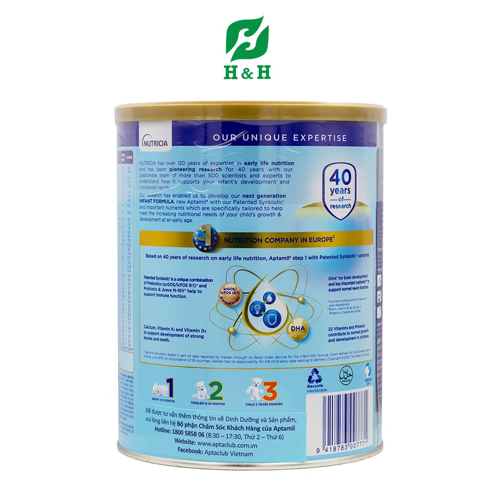 Sữa bột Aptamil New Zealand hộp thiếc số 1 cho bé - 900g