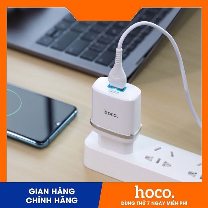 Bộ Sạc Hoco C12Q Hỗ Trợ Quick Charge 3.0 18W Kèm Cáp Micro USB