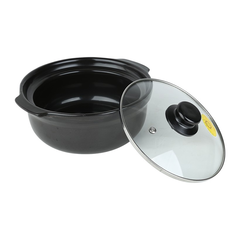 Nồi đất 1l dùng để kho cá nấu cháo hầm canh có nắp kính-NỒI 1L