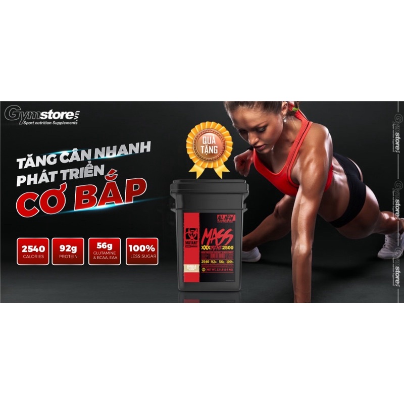 Sữa tăng cân Mutant Mass XXXTreme 2500, 22 Lbs  - Mass Gainer nhập Canada - Gymstore tăng cân, phát triển cơ bắp