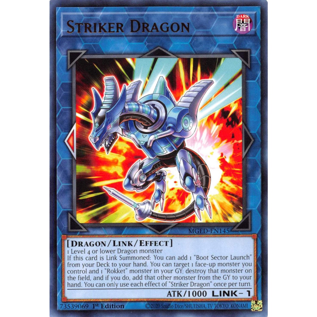 Thẻ bài YUGIOH - Striker Dragon - MGED-EN145 - Rare 1st Edition