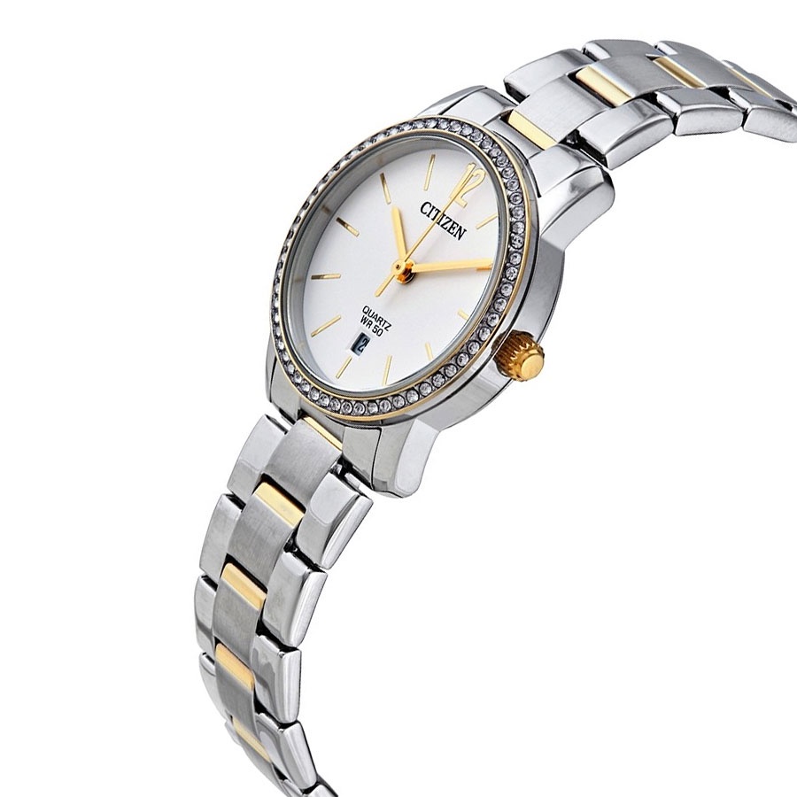 Đồng Hồ Nữ Citizen Đính Đá Swarovski Dây Thép Không Gỉ EU6038-89A - Mặt Trắng
