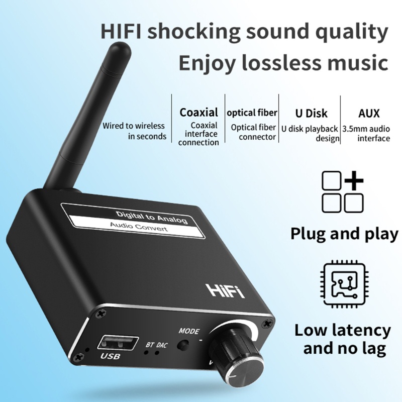 Bộ chuyển đổi âm thanh bluetooth 5.0 cổng 3.5mm r / l cho hdtv tv box bộ giải mã dac