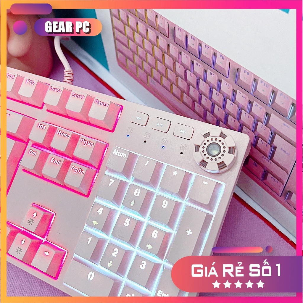 Bàn Phím Cơ Gaming Màu Hồng FD 619 với 108 phím Rainbow - TẶNG KÈM BÀN DI HỒNG CỰC XINH KHI MUA COMBO PHÍM CHUỘT