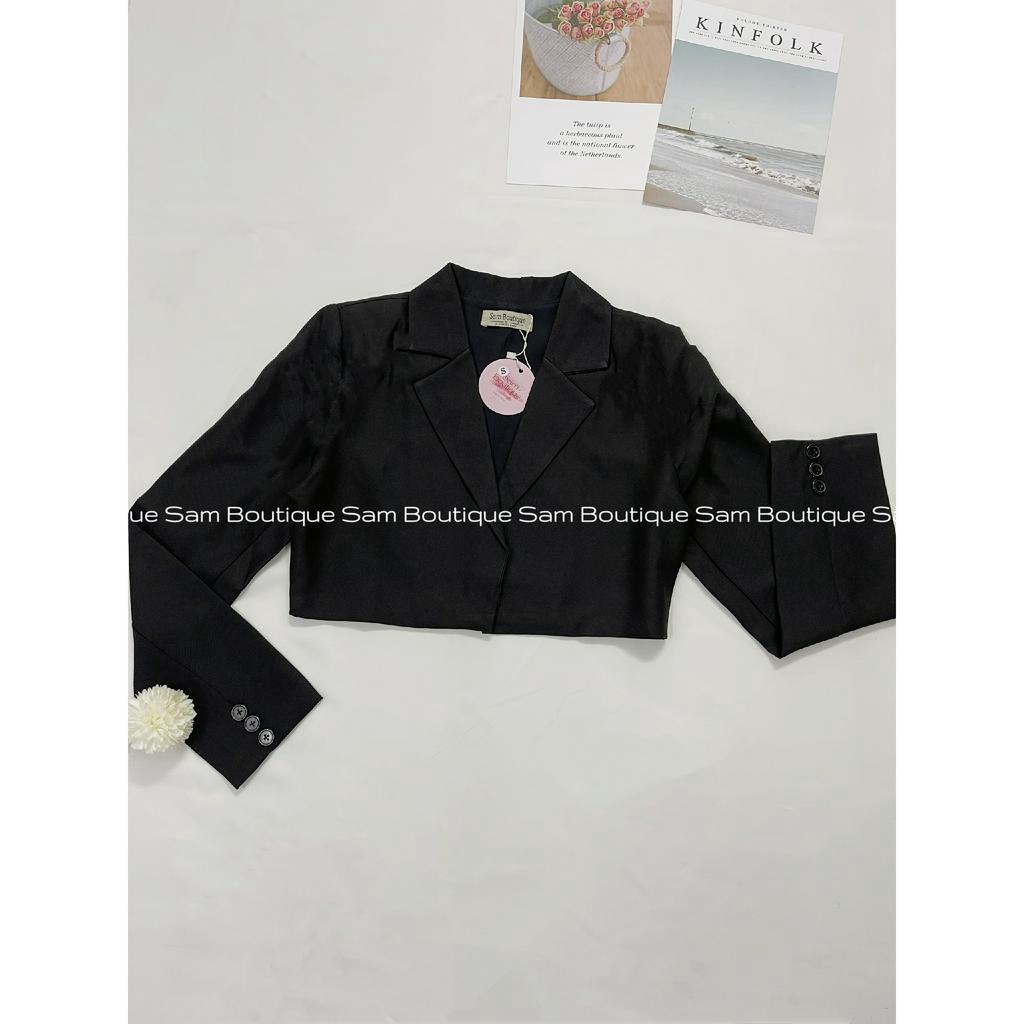 Áo Blazer Croptop Cổ Vest Có Đệm Vai A06