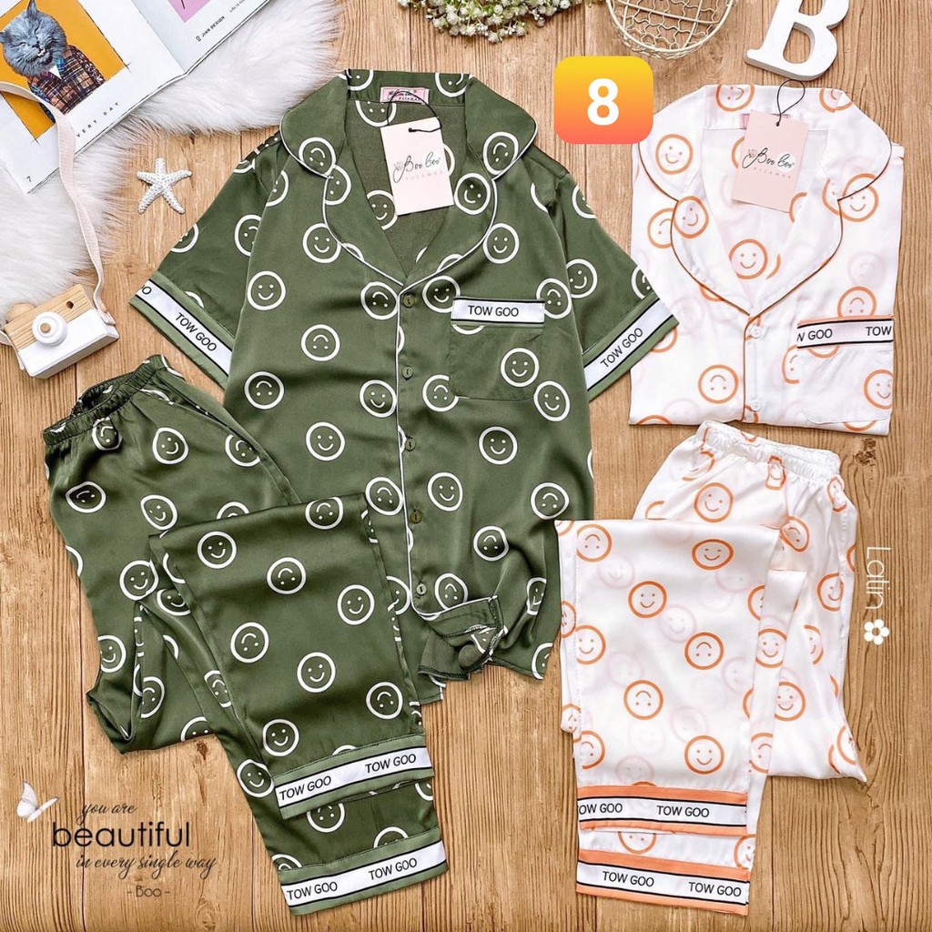[40-60kg] Đồ ngủ pijama lụa, chất LỤA SATIN CAO CẤP, kiểu tay ngắn quần dài, chất vải đẹp, mát, ít nhăn, không xù | BigBuy360 - bigbuy360.vn