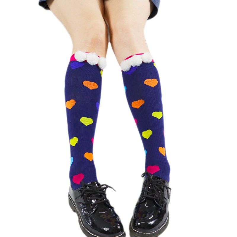Vớ Cao Đến Đầu Gối Họa Tiết Chấm Bi / Trái Tim Lông Vũ Nhiều Màu Sắc Phong Cách Harajuku Nhật Bản Cho Nữ Xixi